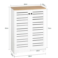 Meuble Bas Placard de Rangement avec 2 Portes Persiennes, BZR41-W, SoBuy