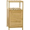 Meuble bas salle de bain rangement salle de bain 1 porte 2 étagères bois bambou verni
