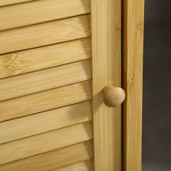 Meuble bas salle de bain rangement salle de bain 1 porte 2 étagères bois bambou verni