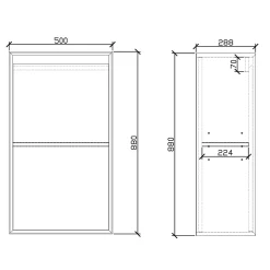 Meuble Colonne Armoire à droite 50x28,8x88cm Chêne + 1 amoire à droite - FIONA