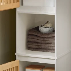 Meuble Colonne Armoire de Salle de Bain avec 2 portes, 1 compartiment, BZR127-W, SoBuy