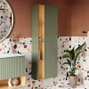 Meuble Colonne Armoire suspendue Vert jade mat MDF 60x24x170cm (LxHxP), Charnières flexibles gauche/droite - BELDIVO