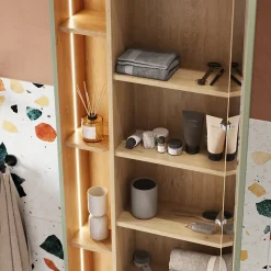 Meuble Colonne Armoire suspendue Vert jade mat MDF 60x24x170cm (LxHxP), Charnières flexibles gauche/droite - BELDIVO
