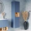 Meuble Colonne Armoire suspendue Bleu azur mat MDF 42x170x35cm (LxHxP), Charnières flexibles gauche/droite - BELDIVO