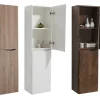 Meuble Colonne de rangement 40x150x30cm (LxHP) - SMILE - Colonne et latérale à gauche, Chêne blanchi