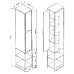 Meuble colonne de salle de bain Namsskogan 160 x 24 x 30 cm effet noyer noir en.casa