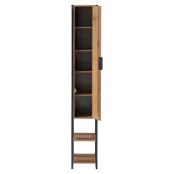 Meuble colonne de salle de bain Namsskogan 160 x 24 x 30 cm effet noyer noir en.casa