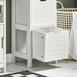 Meuble Colonne de Salle de Bain Armoire Toilette haute, 4 étagère, FRG126-W, SoBuy
