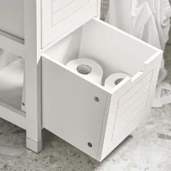 Meuble Colonne de Salle de Bain Armoire Toilette haute, 4 étagère, FRG126-W, SoBuy