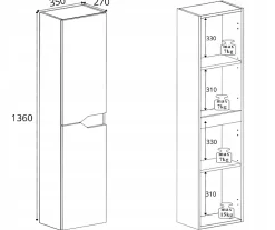 Meuble colonne de salle de bain suspendu MODERN noir 35 x 136 cm