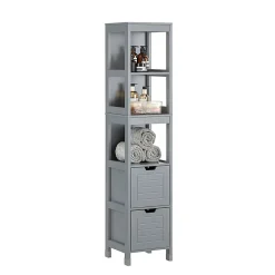 Meuble Colonne de Salle de Bain, 4 étagères et 2 tiroirs, FRG126-SG, SoBuy