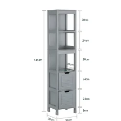 Meuble Colonne de Salle de Bain, 4 étagères et 2 tiroirs, FRG126-SG, SoBuy