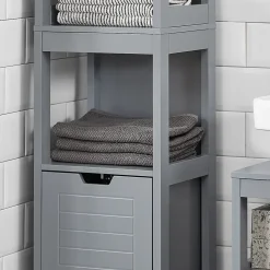 Meuble Colonne de Salle de Bain, 4 étagères et 2 tiroirs, FRG126-SG, SoBuy