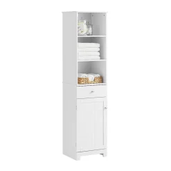 Meuble Colonne de Salle de Bain Armoire Haute Meuble Rangement, BZR17-W, SoBuy