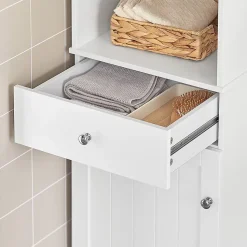 Meuble Colonne de Salle de Bain Armoire Haute Meuble Rangement, BZR17-W, SoBuy