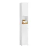 Meuble Colonne de Salle de Bain avec 2 Portes et 1 Tiror, BZR109-W, SoBuy
