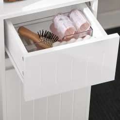 Meuble Colonne de Salle de Bain avec 2 Portes et 1 Tiror, BZR109-W, SoBuy