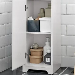 Meuble Colonne de Salle de Bain avec 2 Portes et 1 Tiror, BZR109-W, SoBuy