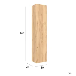 Meuble colonne de salle de bain H 140 cm effet chêne brut à suspendre - KARAIB