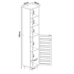 Meuble colonne de salle de bain Epind bambou 180 x 33 x 30 cm naturel