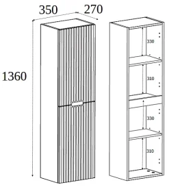 Meuble colonne de salle de bain suspendu VENA chêne 36 x 136 cm