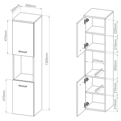 Meuble colonne de salle de bain suspendu Krildihana 131 x 30 x 30 cm blanc argent en.casa