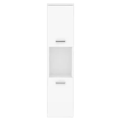 Meuble colonne de salle de bain suspendu Krildihana 131 x 30 x 30 cm blanc argent en.casa