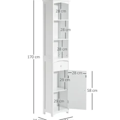 Meuble colonne de salle de bain moderne 34L x 24l x 170H cm blanc
