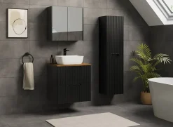 Meuble colonne de salle de bain suspendu VENA noir 36 x 136 cm