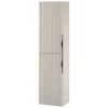 Meuble colonne de salle de bain strié H 160 cm beige cachemire mat à suspendre - Tirso