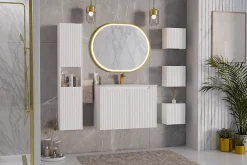 Meuble colonne de salle de bain à suspendre NOVA BLANC 30 X 140 cm