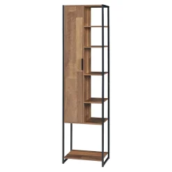 Meuble colonne de salle de bain Namsskogan 165 x 43 x 30 cm effet noyer noir en.casa