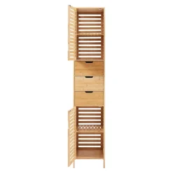Meuble colonne de salle de bain Boksereys bambou 180 x 35 x 35 cm naturel