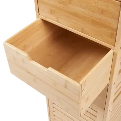 Meuble colonne de salle de bain Boksereys bambou 180 x 35 x 35 cm naturel