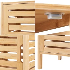 Meuble colonne de salle de bain Boksereys bambou 180 x 35 x 35 cm naturel