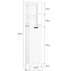 Meuble Colonne de Salle de Bain avec étagères et Panier à Linge, BZR123-W, SoBuy