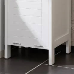 Meuble Colonne de Salle de Bain avec étagères et Panier à Linge, BZR123-W, SoBuy