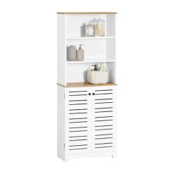 Meuble Colonne de Salle de Bain avec 3 Etagères et 2 Portes, BZR44-W, SoBuy