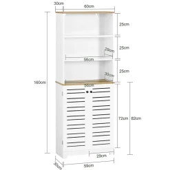 Meuble Colonne de Salle de Bain avec 3 Etagères et 2 Portes, BZR44-W, SoBuy