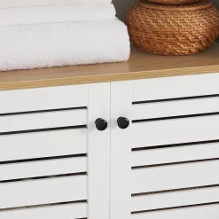 Meuble Colonne de Salle de Bain avec 3 Etagères et 2 Portes, BZR44-W, SoBuy
