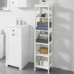 Meuble Colonne de Salle de Bain Armoire Haute étagère avec 6 étagères, BZR14-W, SoBuy
