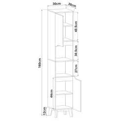 Meuble colonne de salle de bain Overath 160 x 30 x 30 cm gris en.casa
