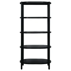 Meuble colonne de salle de bains 5 niveaux en métal noir mat l.55 x H.116 x P.37,5 cm, Homesight Pao