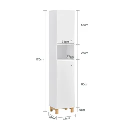 Meuble Colonne de Salle de Bain avec 6 Compartiments de Rangement, BZR91-W, SoBuy
