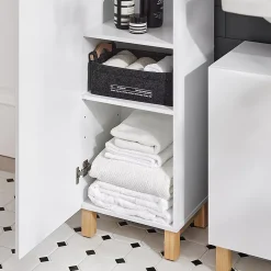 Meuble Colonne de Salle de Bain avec 6 Compartiments de Rangement, BZR91-W, SoBuy