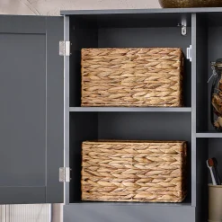 Meuble Colonne de Salle de Bain avec 6 étagères et 1 Panier à Linge , BZR104-DG, SoBuy
