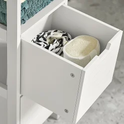 Meuble Colonne Meuble Bas de Salle de Bain 1 étage et 2 tiroirs FRG127-W, SoBuy