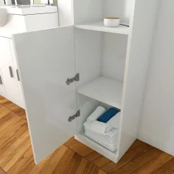 Meuble colonne pour salle de bains 35x30x182 cm - Blanc laqué - THRIFTY 35