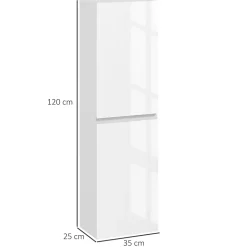 Meuble colonne rangement salle de bain style contemporain façade laquée 2 portes étagères blanc