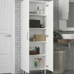Meuble colonne salle de bains blanc 2 portes H 173, 6 cm JENA